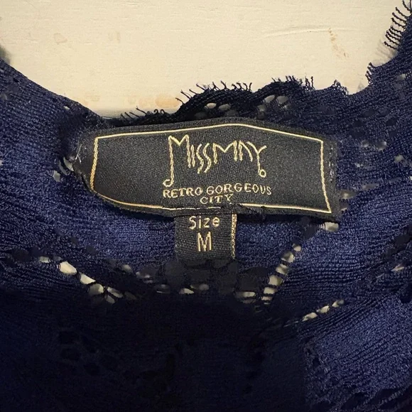 Women's Navy Lace Fit & Flare Long Sleeve Dress/motherhood maternity dress - Picture 5 of 9